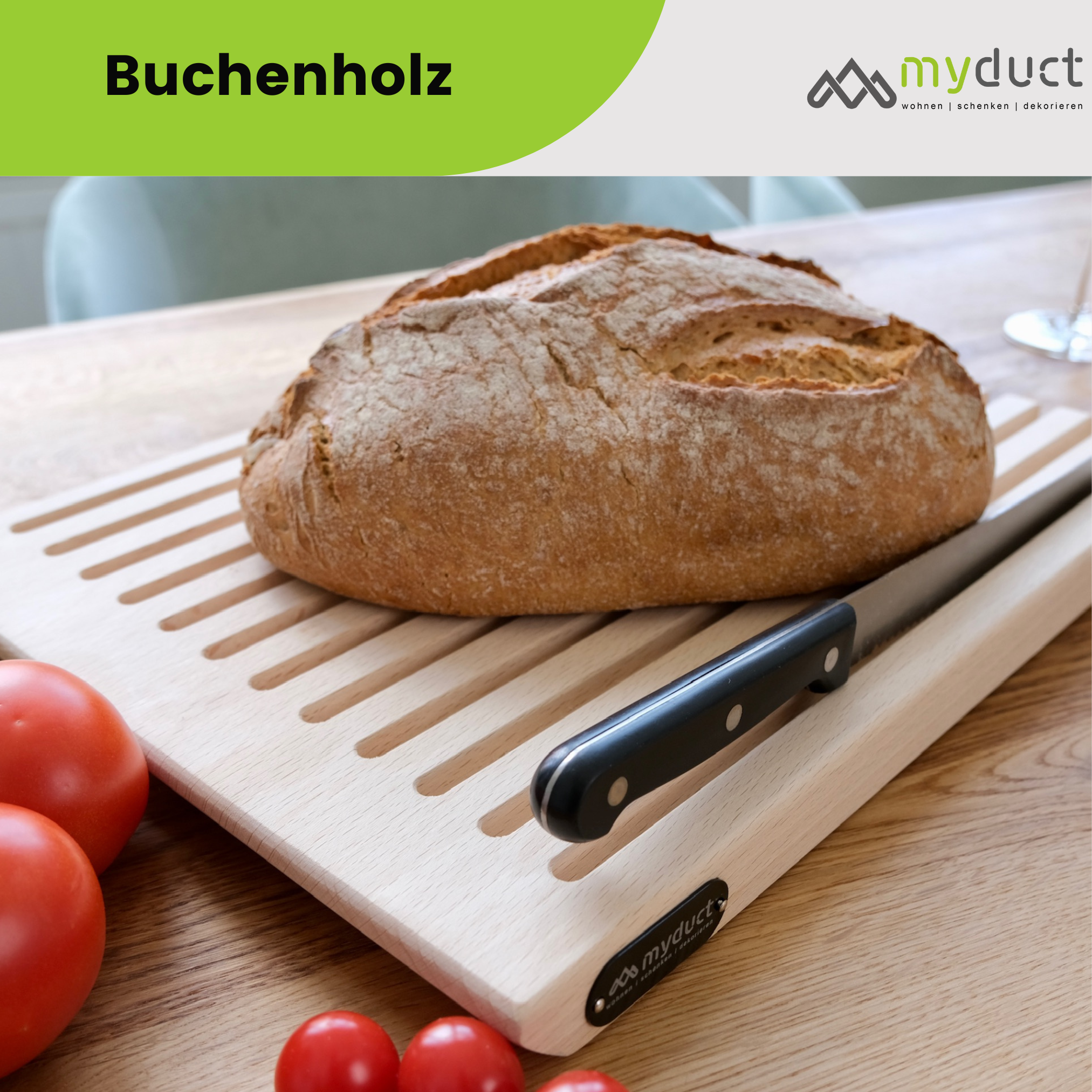 Brotschneidebrett aus Buche mit Krümmelrost 40 x 30cm mit Griffmulde