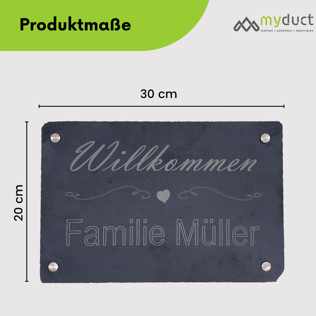 Schiefertafel mit deinem Familienname & Symbol